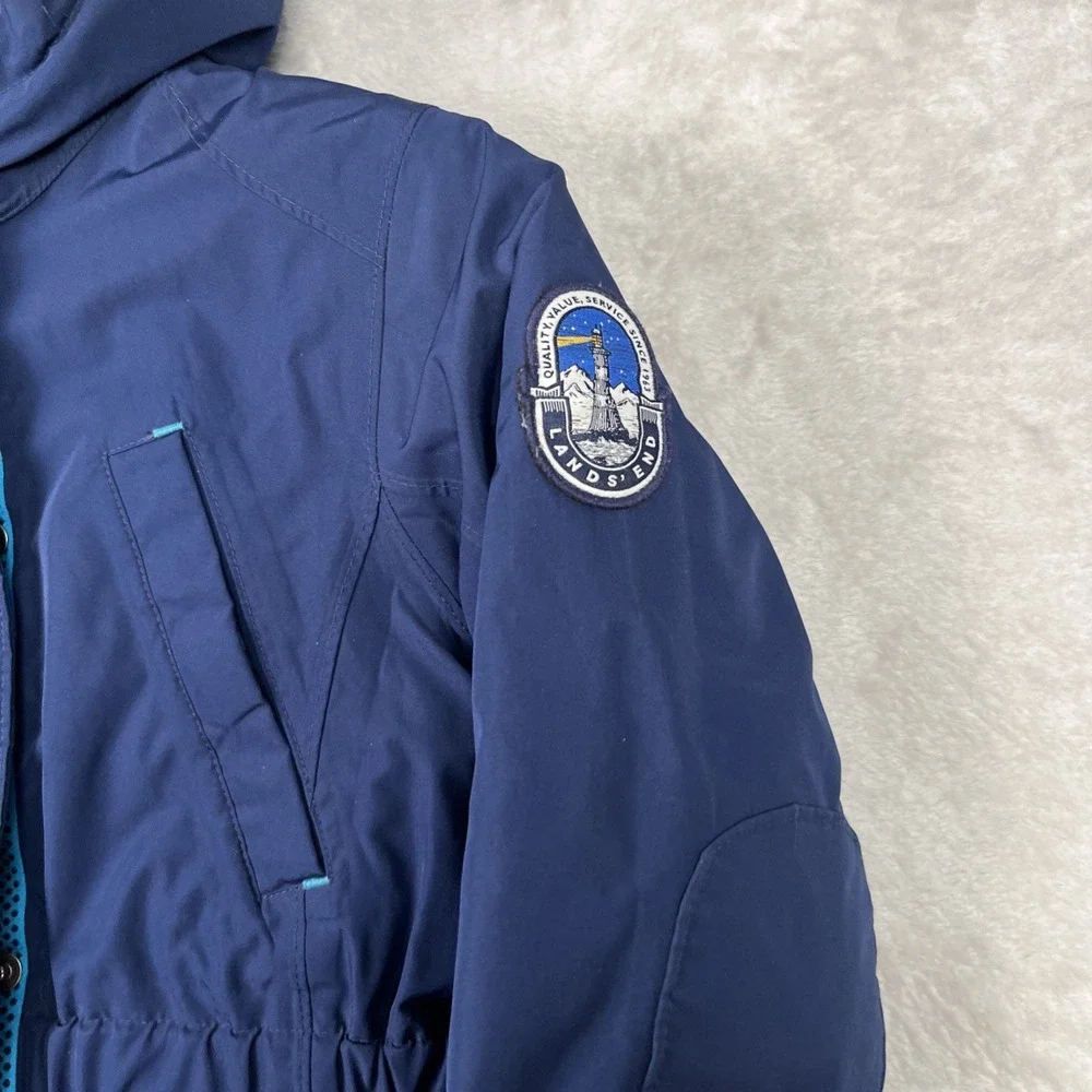 Lands End Girls Coat Large 6X - 7 Expedition Down Parka‎ Hood Grow Along Sherpa